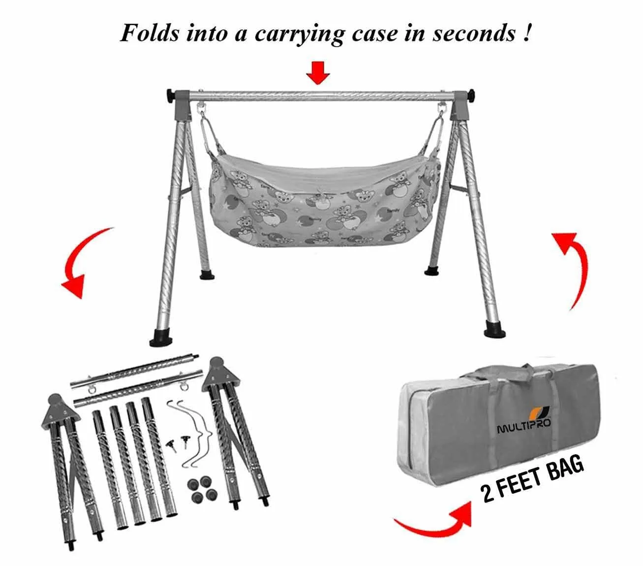 1210 Baby Portable Premium Folding Swing Cradle with Carry Bag