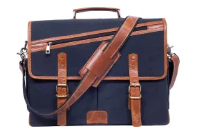 16 Inch Canvas Leather  Briefcase Computer Laptop Book Large Satchel