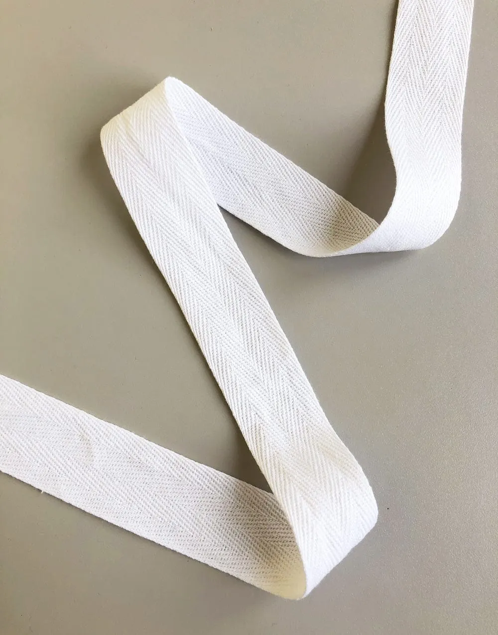 25mm White Herringbone Cotton Tape