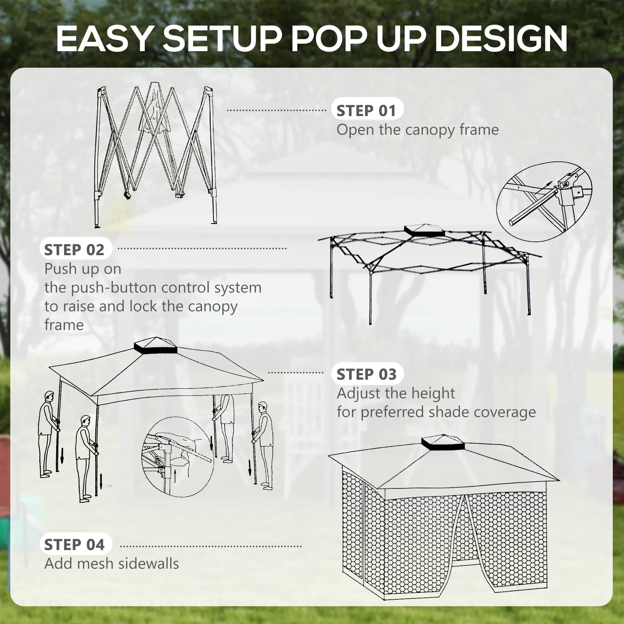 3 x 3(m) Pop Up Gazebo, Double-roof Garden Tent with Netting and Carry Bag, Party Event Shelter for Outdoor Patio, Khaki