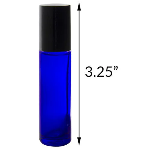 .33 oz / 10 ml Cobalt Blue Glass Roll On Bottle with Roll On Applicator (12 Pack)