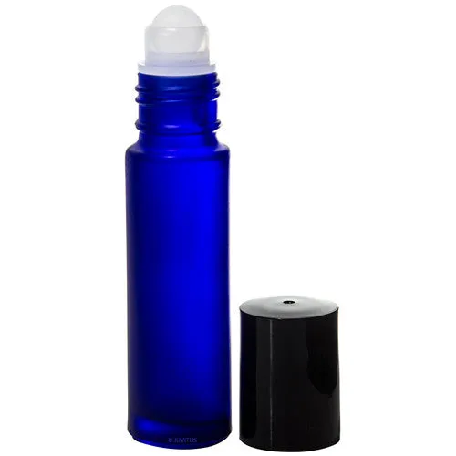 .33 oz / 10 ml Cobalt Blue Glass Roll On Bottle with Roll On Applicator (12 Pack)