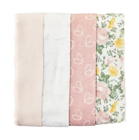 4 Pack Floral Receiving Blankets.