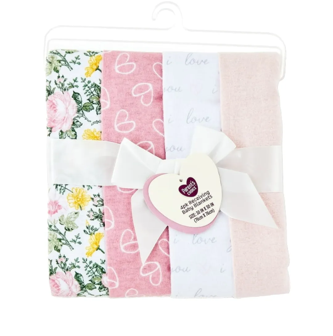 4 Pack Floral Receiving Blankets.