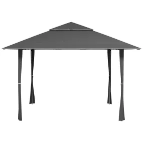 4 x 4m Pop-up Gazebo Double Roof Canopy Tent with UV Proof, Roller Bag & Adjustable Legs Outdoor Party, Steel Frame, Grey