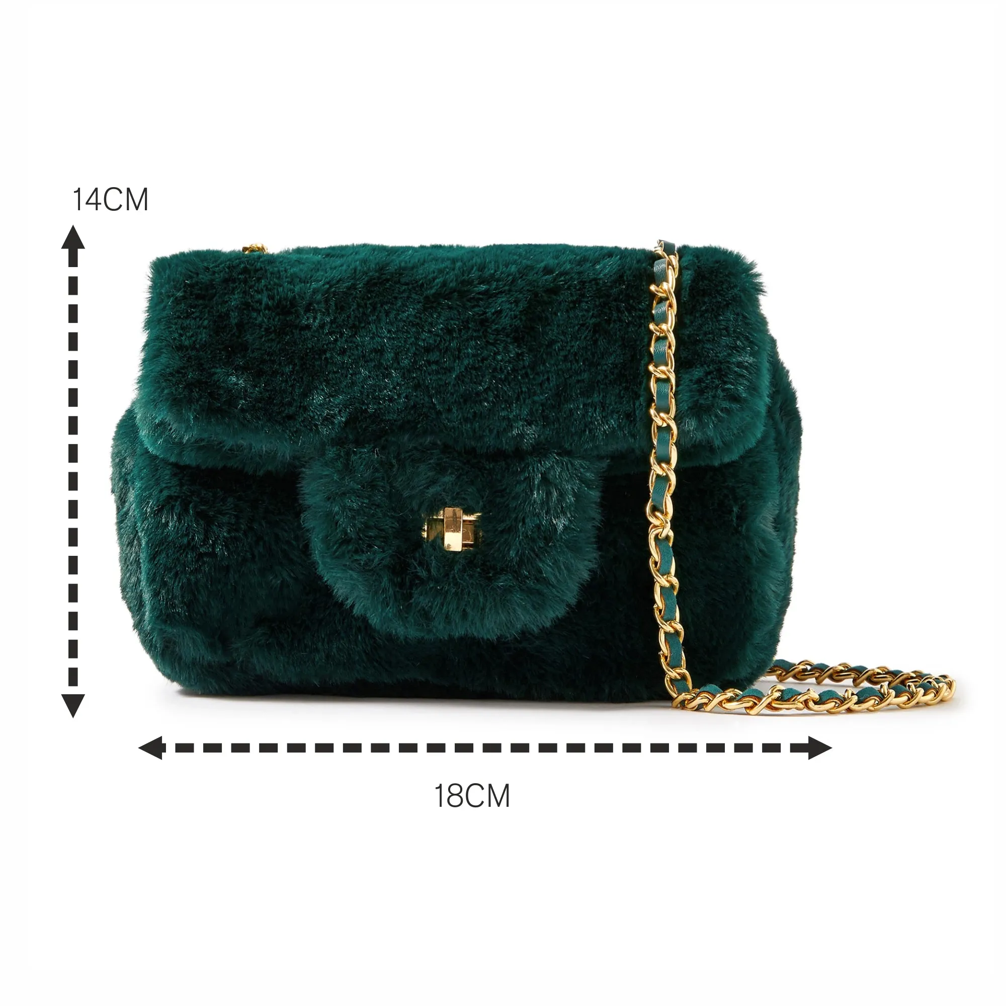 Accessorize London Women's Billie Mini Faux Green Fur Cross-Body Bag