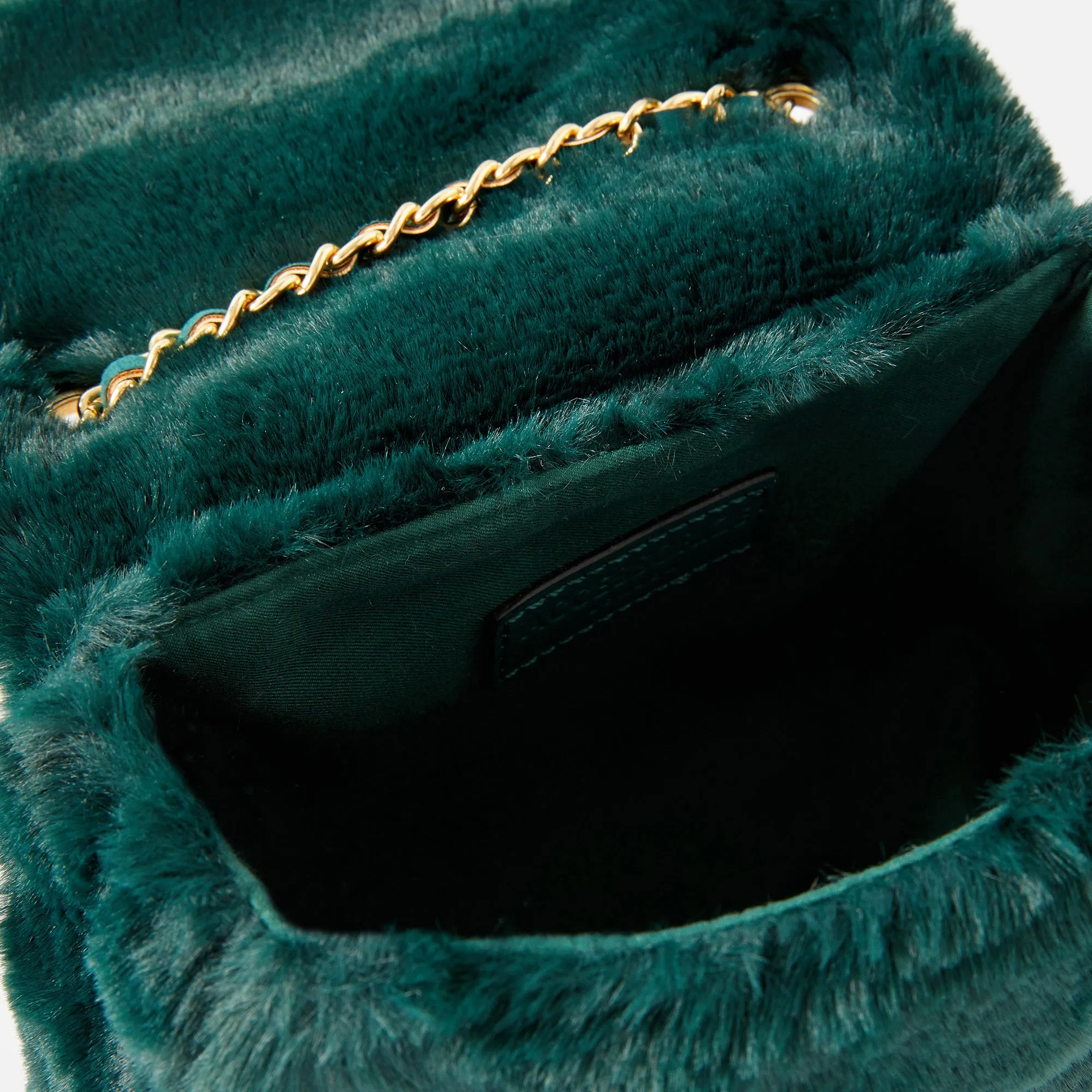 Accessorize London Women's Billie Mini Faux Green Fur Cross-Body Bag