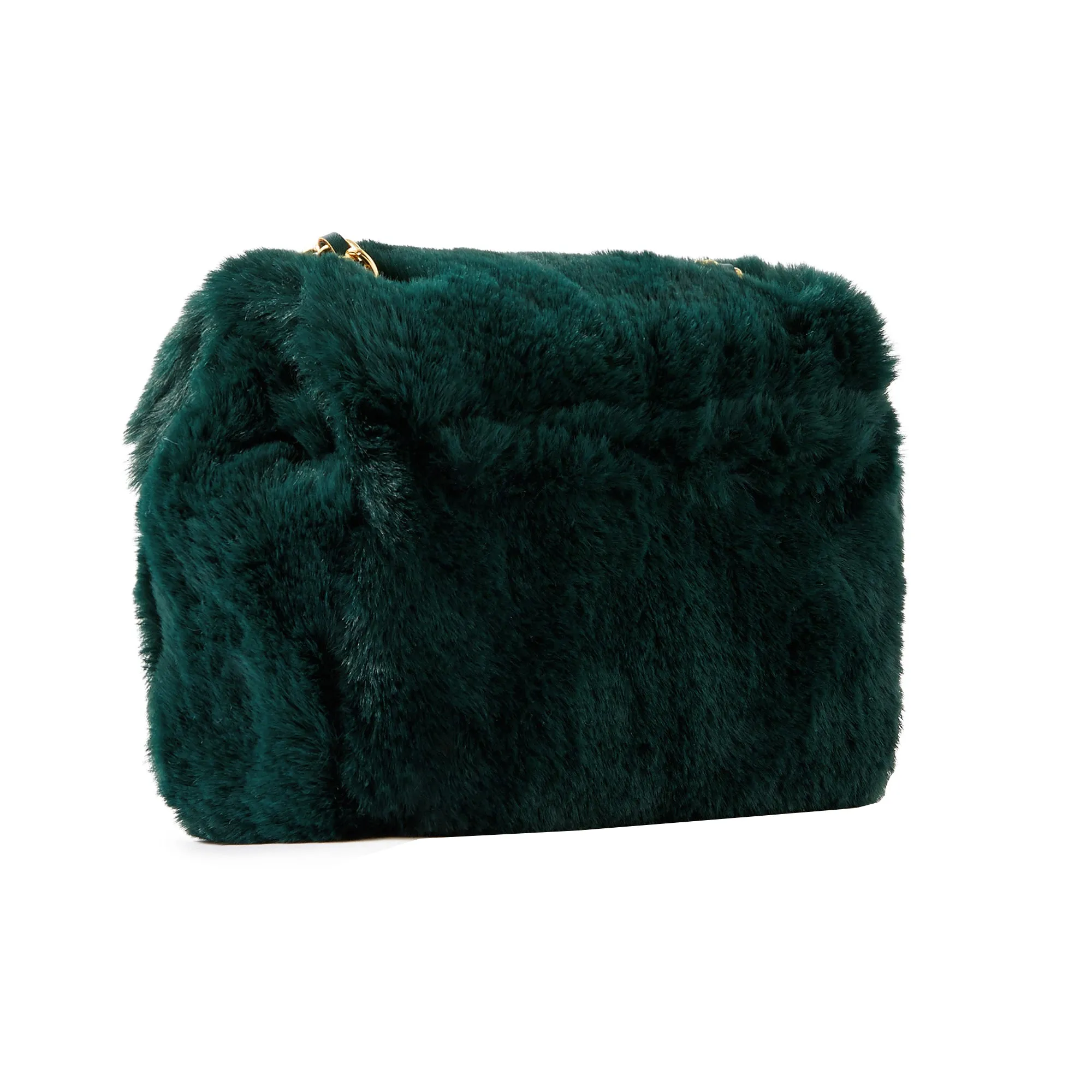 Accessorize London Women's Billie Mini Faux Green Fur Cross-Body Bag