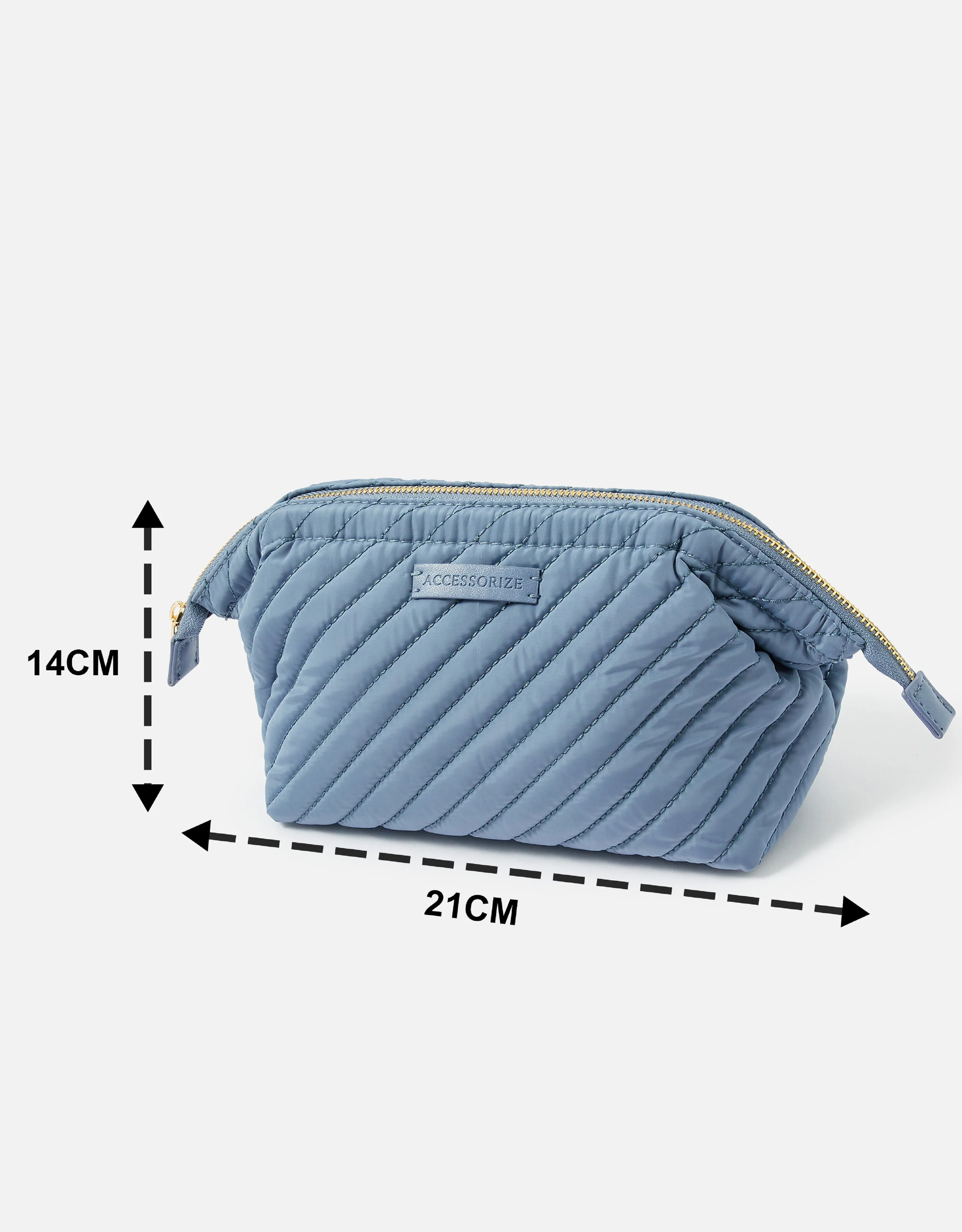 Accessorize London Women's Faux Leather Blue Quilted Wash Bag