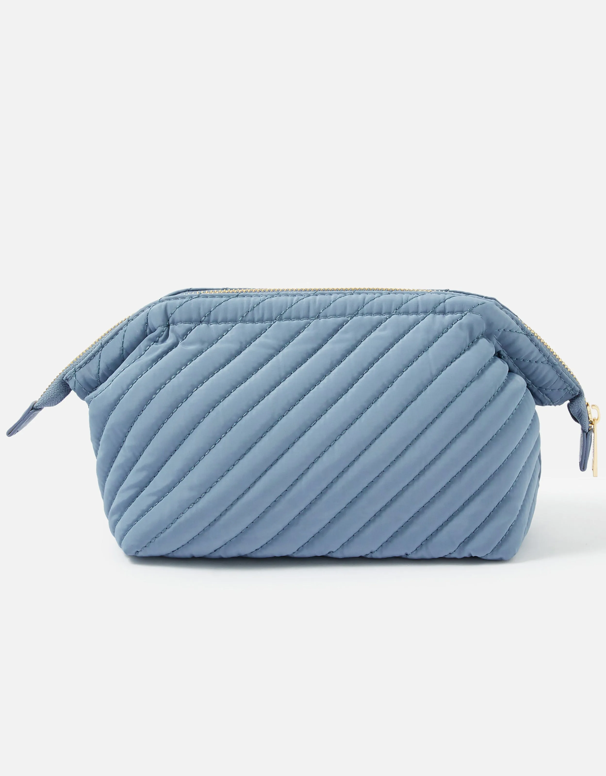 Accessorize London Women's Faux Leather Blue Quilted Wash Bag