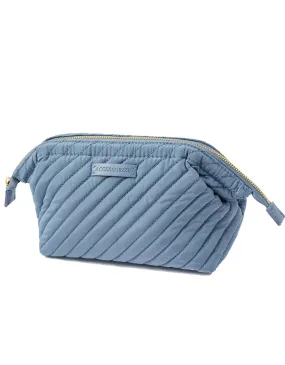 Accessorize London Women's Faux Leather Blue Quilted Wash Bag