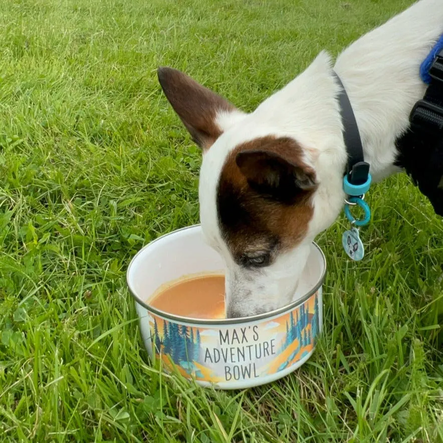 Adventure Awaits - Personalised Enamel Pet Bowl