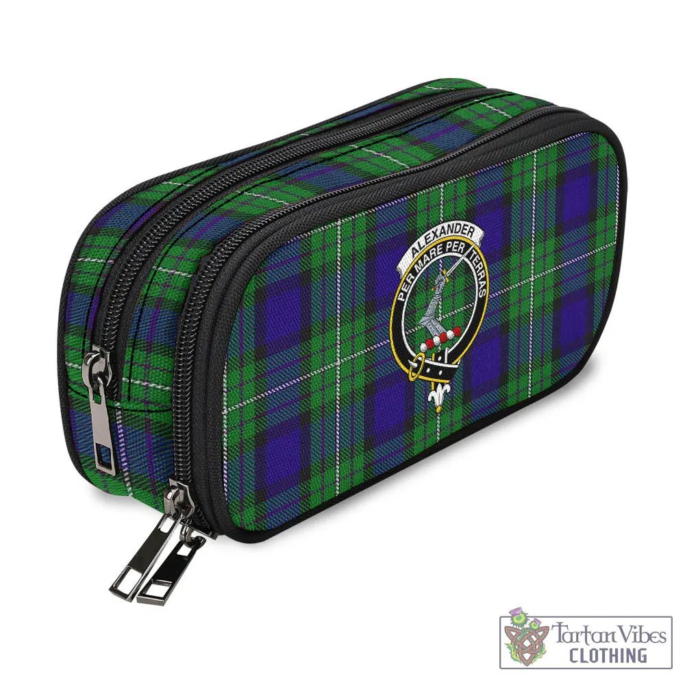 Alexander Tartan Pen and Pencil Case with Family Crest