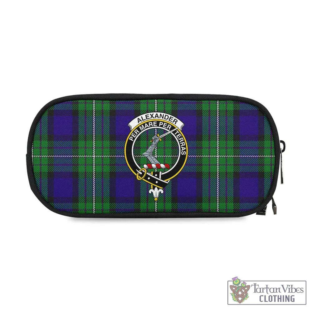 Alexander Tartan Pen and Pencil Case with Family Crest