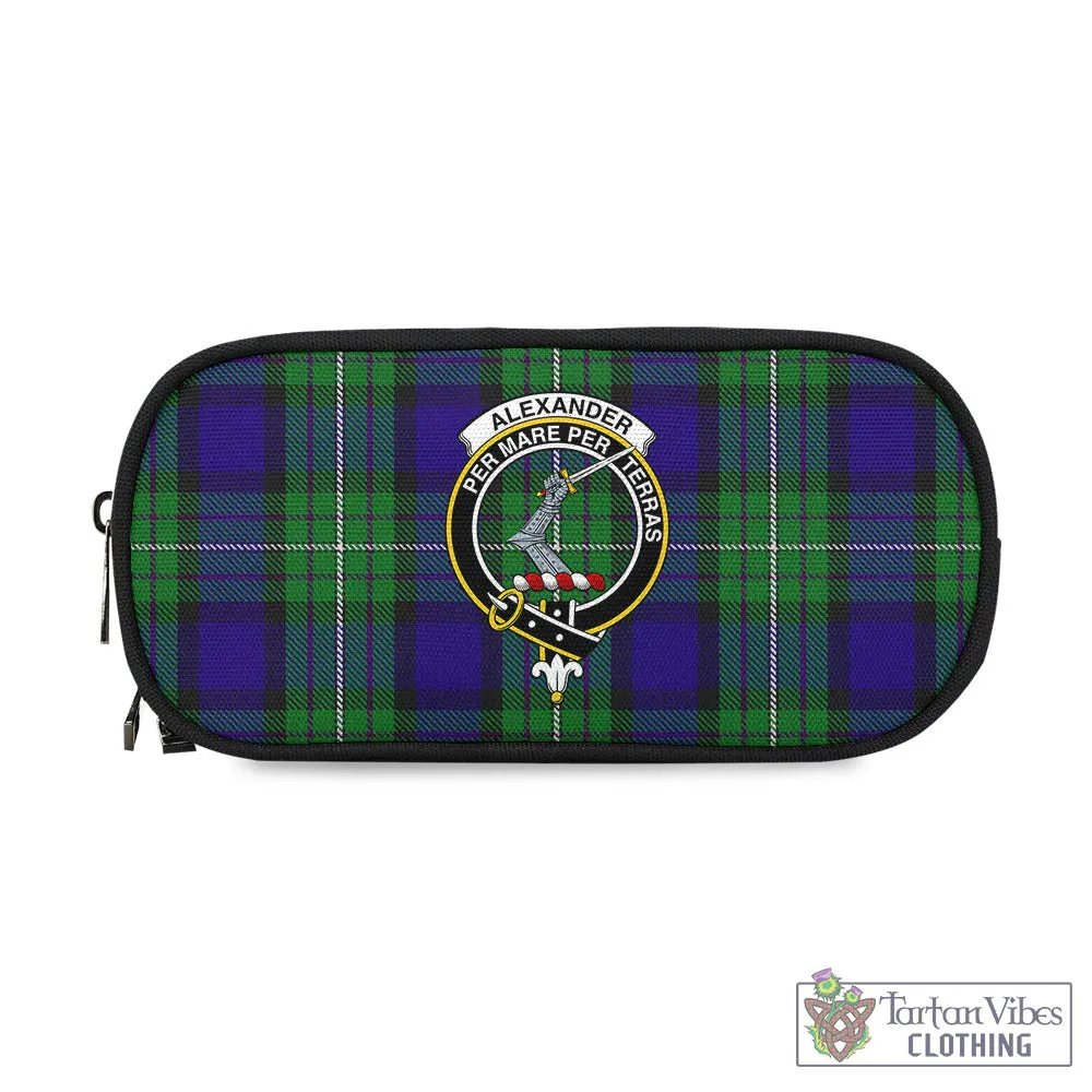 Alexander Tartan Pen and Pencil Case with Family Crest