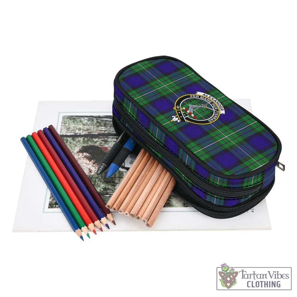 Alexander Tartan Pen and Pencil Case with Family Crest