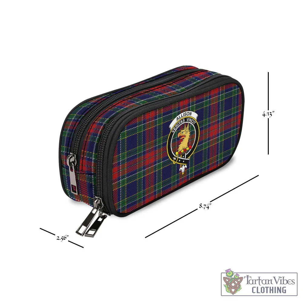 Allison Red Tartan Pen and Pencil Case with Family Crest