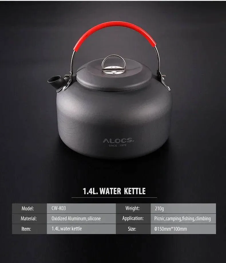 ALOCS CW-K02 CW-K03 Outdoor Camping Water Kettle Teapot Coffee Pot 0.8L 1.4L Aluminum for Picnic Hiking Compact Lightweight