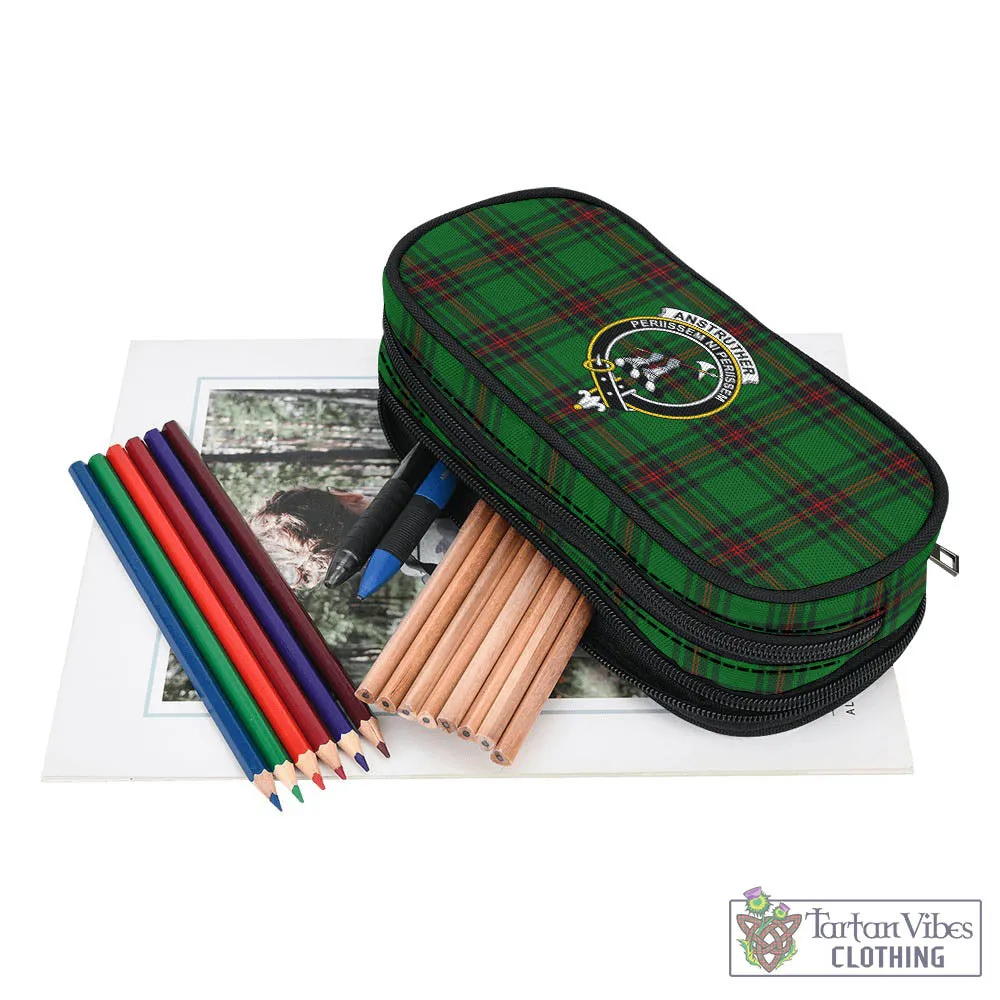 Anstruther Tartan Pen and Pencil Case with Family Crest