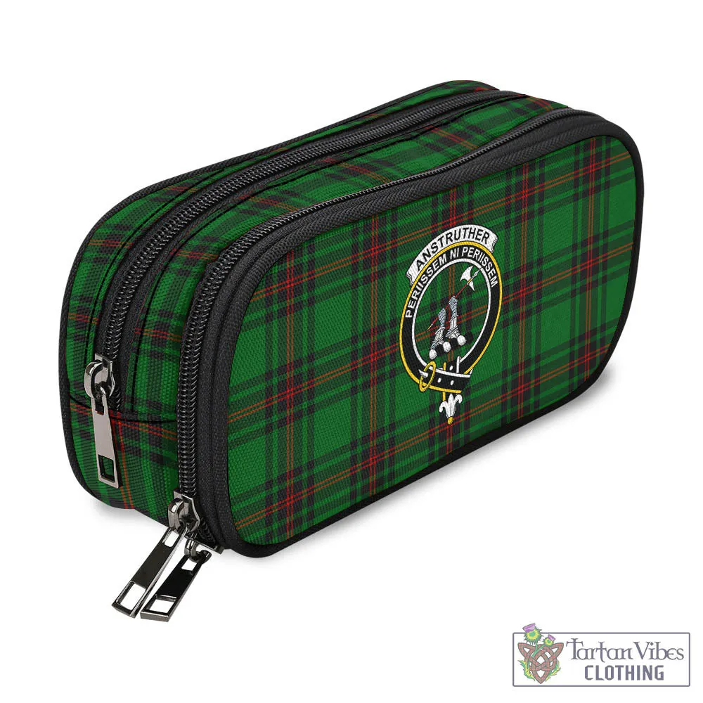 Anstruther Tartan Pen and Pencil Case with Family Crest