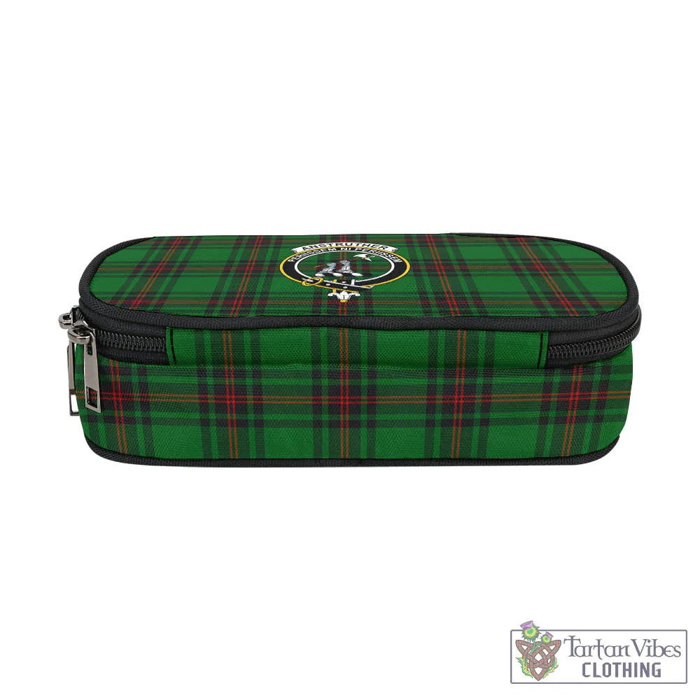 Anstruther Tartan Pen and Pencil Case with Family Crest