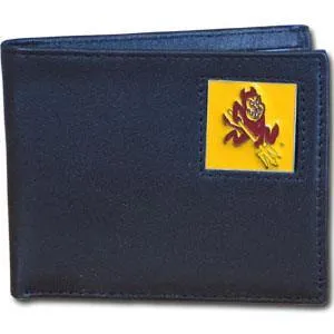 Arizona St. Sun Devils Leather Bi-fold Wallet Packaged in Gift Box