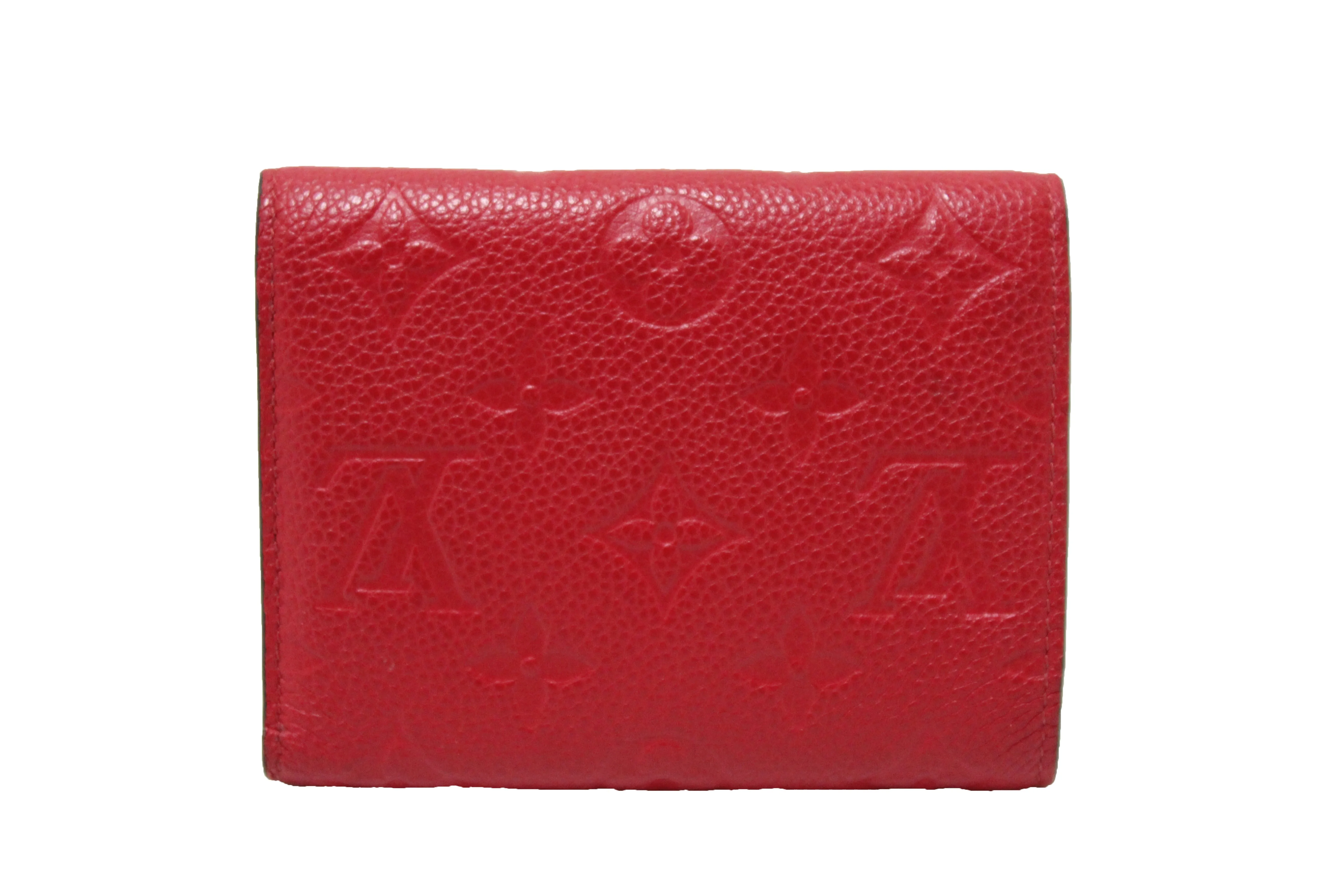 Authentic Louis Vuitton Red Monogram Empreinte Leather Victorine Wallet