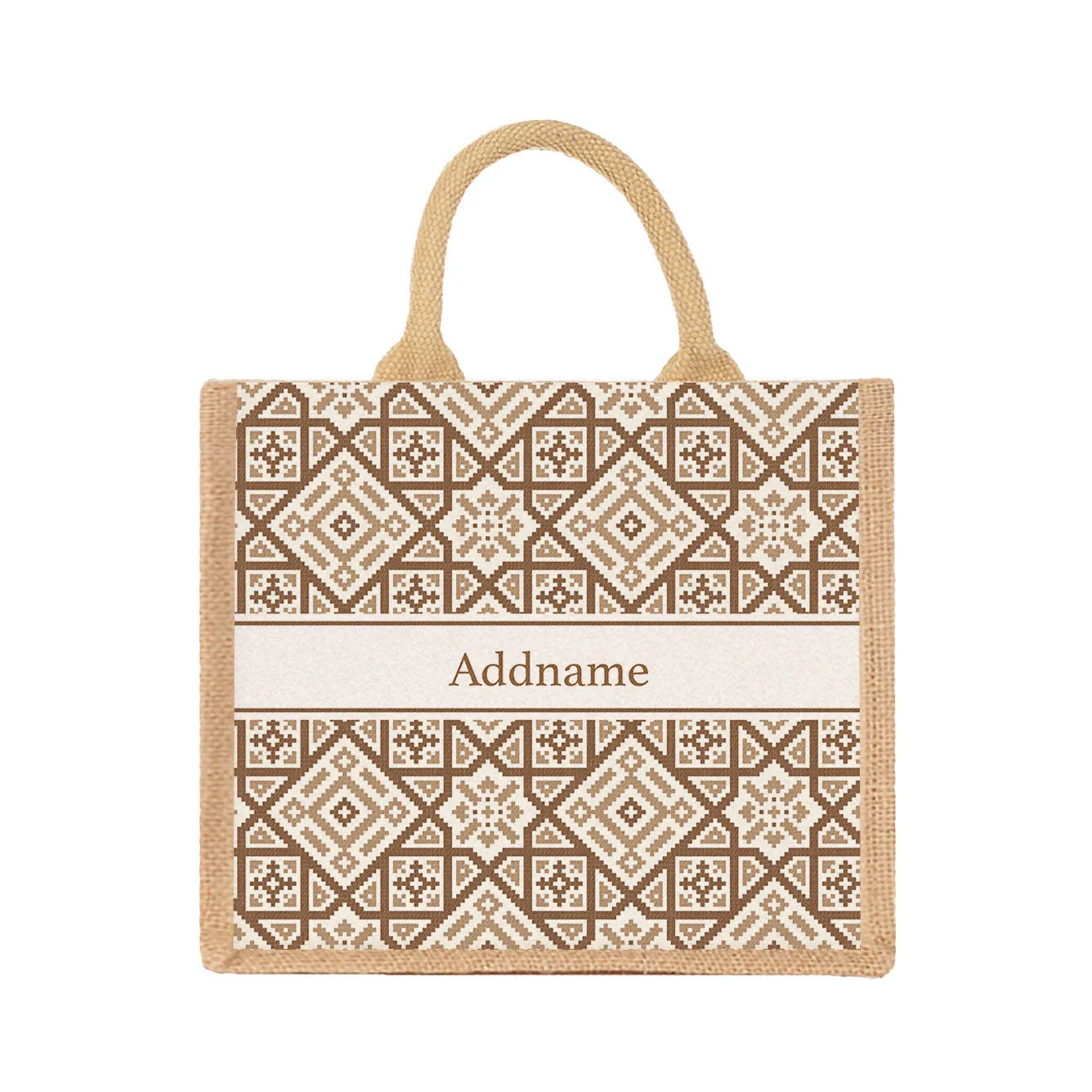 Aztec Moroccan & Mosaic Series Jute Tote Bag [FREE Custom Add Name]