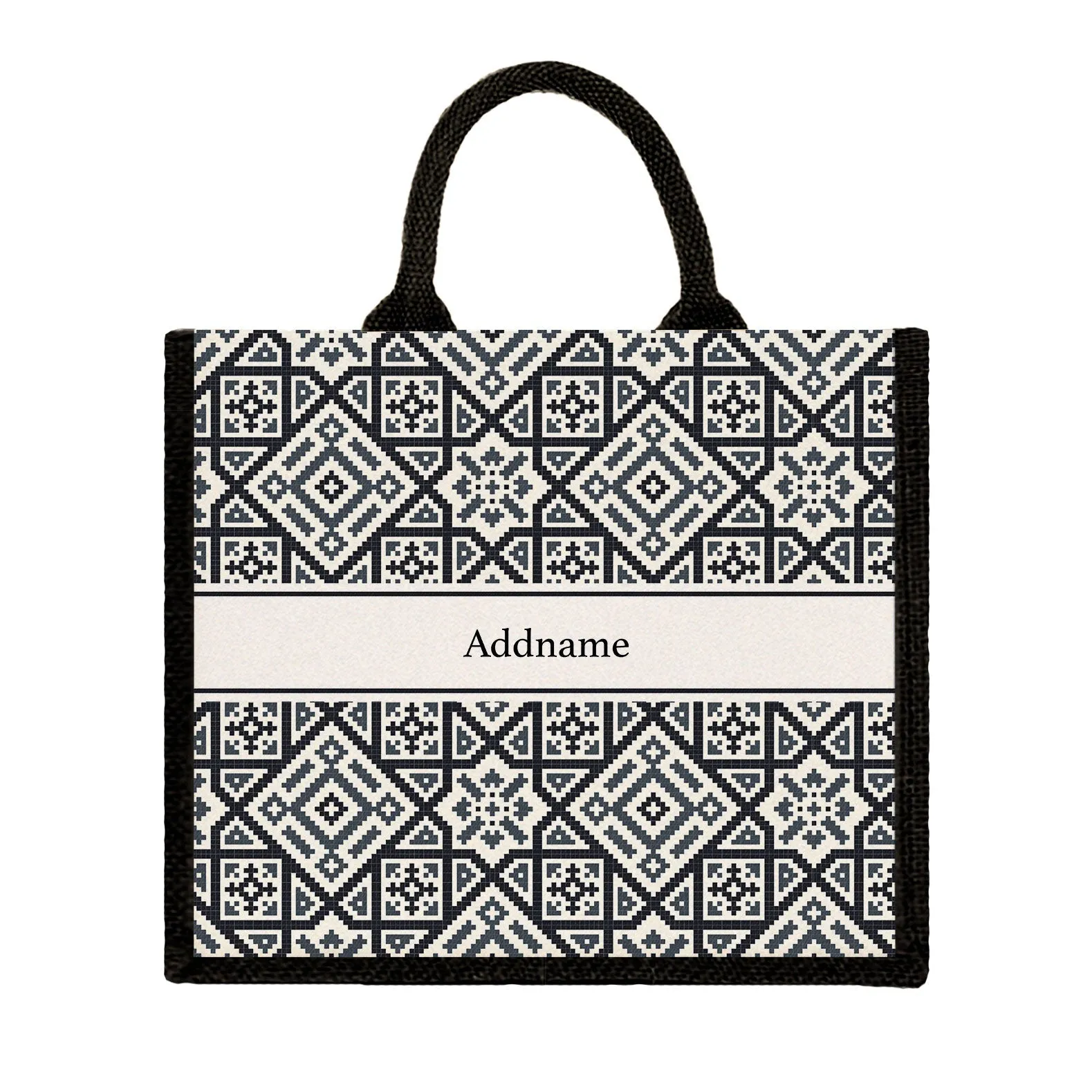 Aztec Moroccan & Mosaic Series Jute Tote Bag [FREE Custom Add Name]