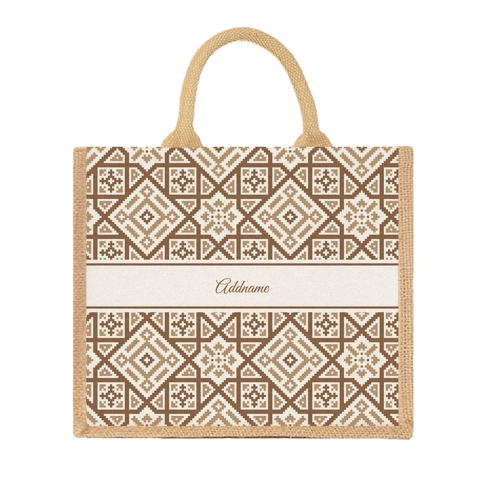 Aztec Moroccan & Mosaic Series Jute Tote Bag [FREE Custom Add Name]