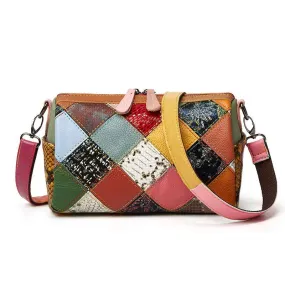 Beautiful leather contrast color messenger bag