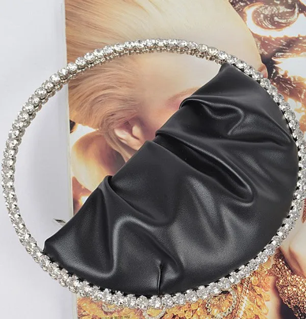 Black Round  Rhinestone Evening Clutch Bag