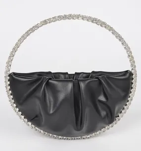 Black Round  Rhinestone Evening Clutch Bag