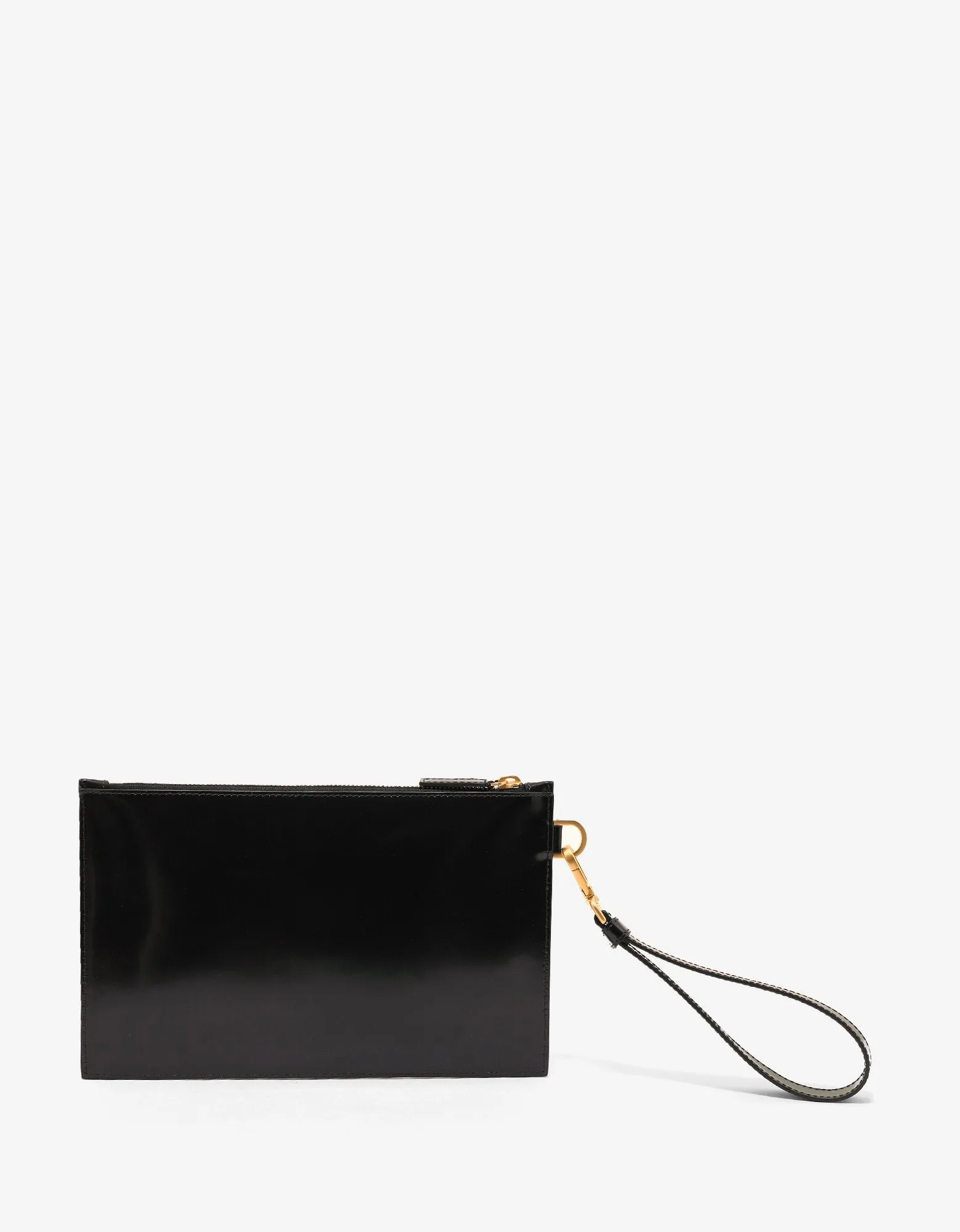 Black Stud Embellished Patent Leather Pouch