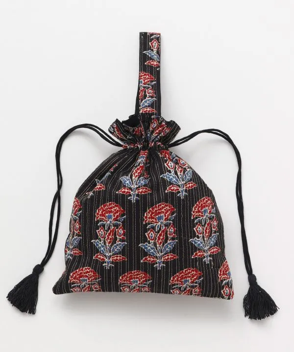 Block Print Style Drawstring Handag