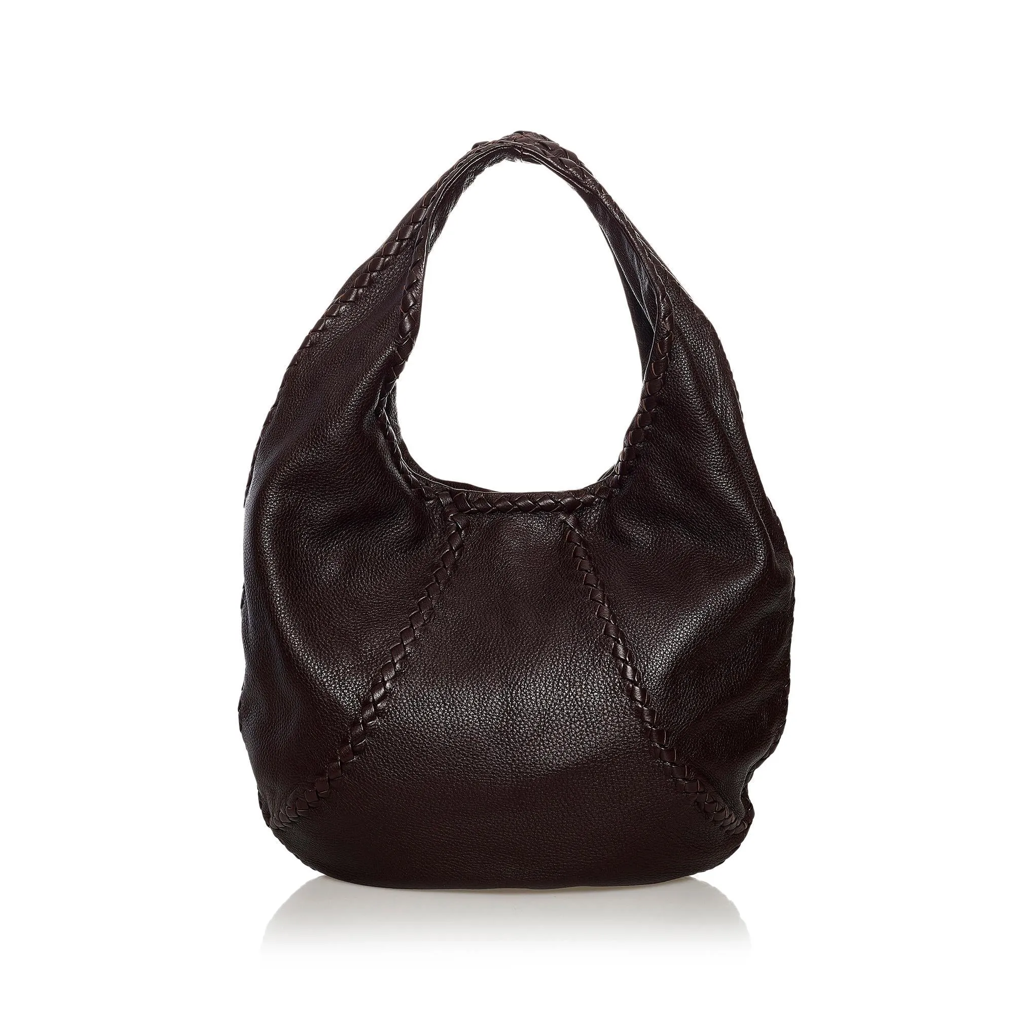 Bottega Veneta Baseball Leather Hobo Bag (SHG-32401)