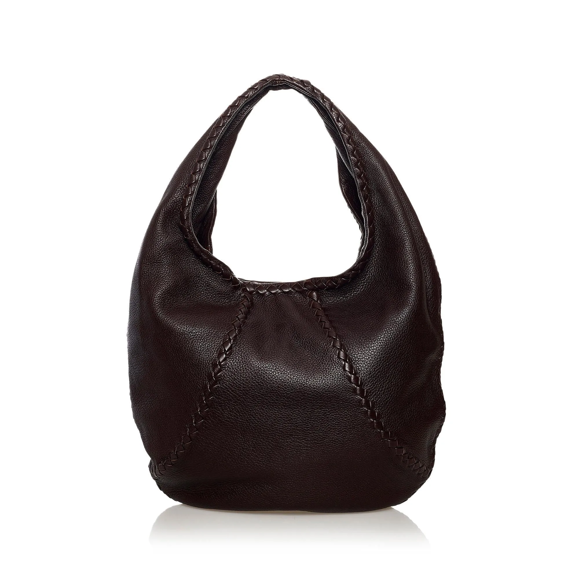 Bottega Veneta Baseball Leather Hobo Bag (SHG-32401)