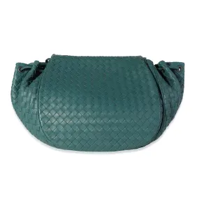 Bottega Veneta Deep Teal Intrecciato Drawstring Flap Messenger Bag