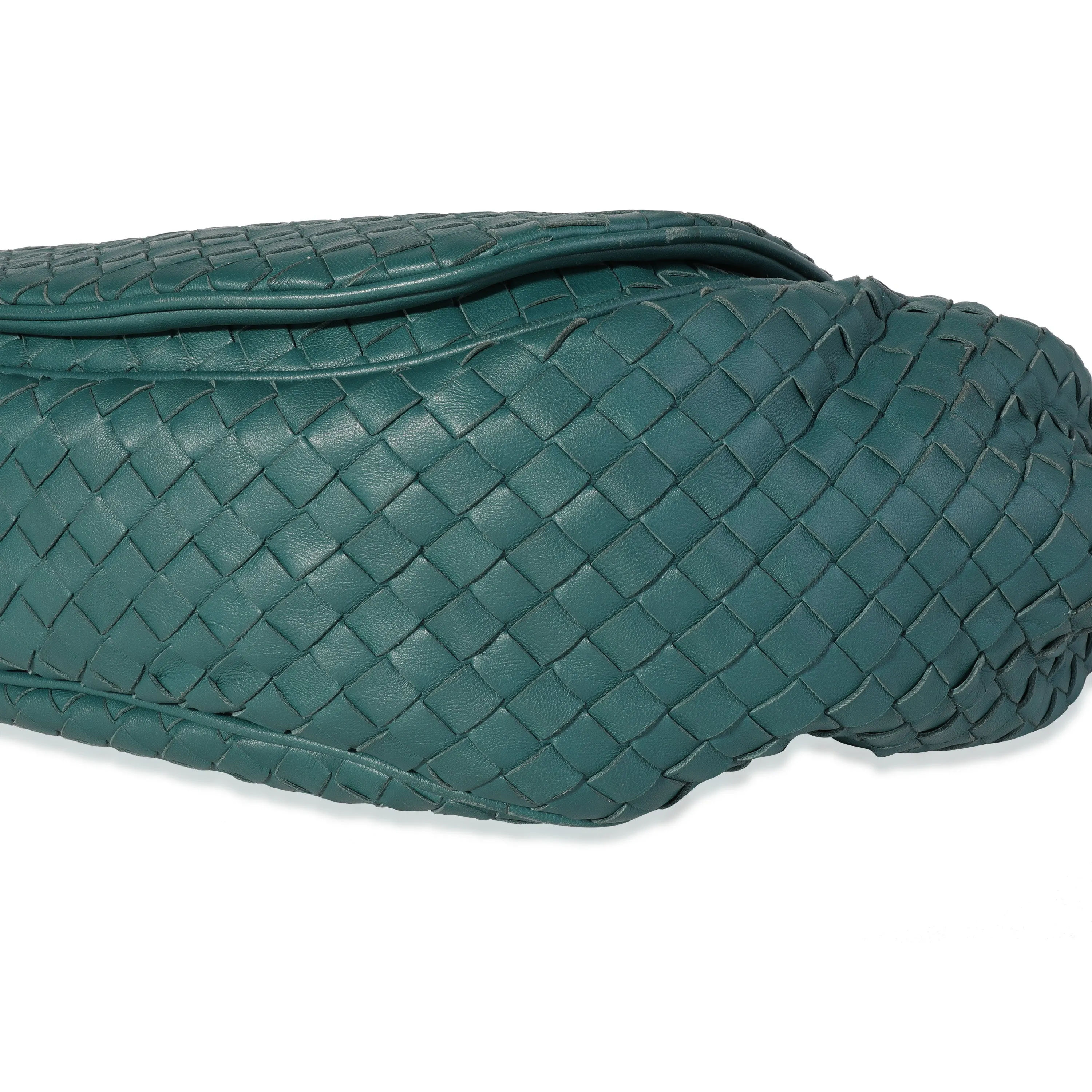 Bottega Veneta Deep Teal Intrecciato Drawstring Flap Messenger Bag