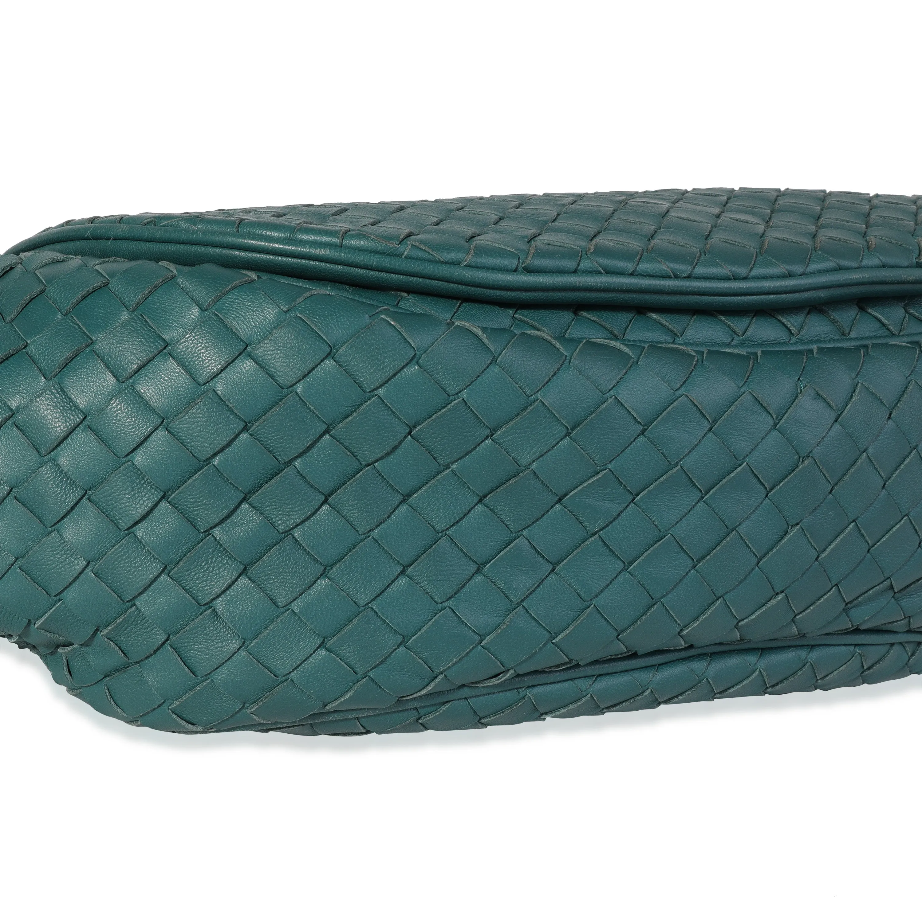 Bottega Veneta Deep Teal Intrecciato Drawstring Flap Messenger Bag