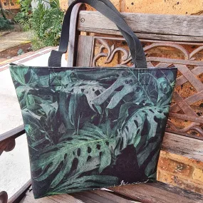 Bottle Green Palms - Recycled Felt Tote Bag