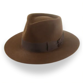 Brown Flat Brim Rancher Fedora in Durable Fur Felt | The Discoverer