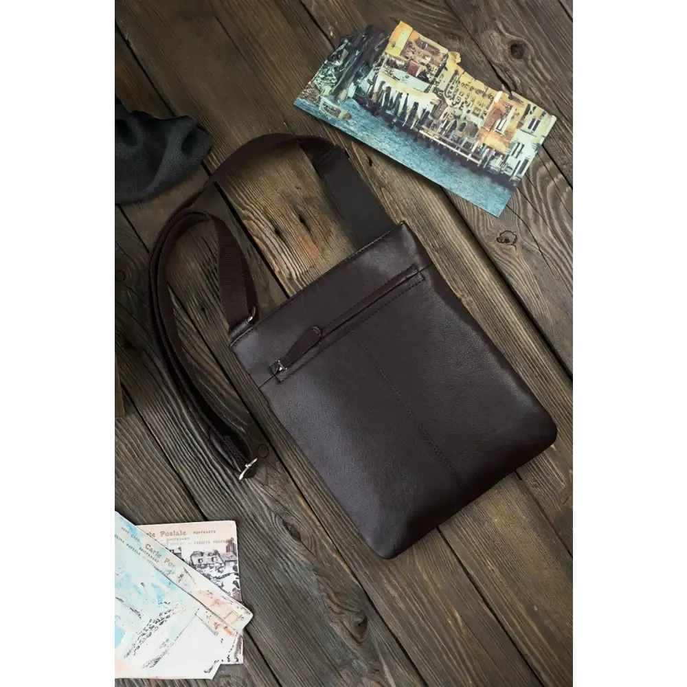 Brown - natural leather bag model 191539 galanter