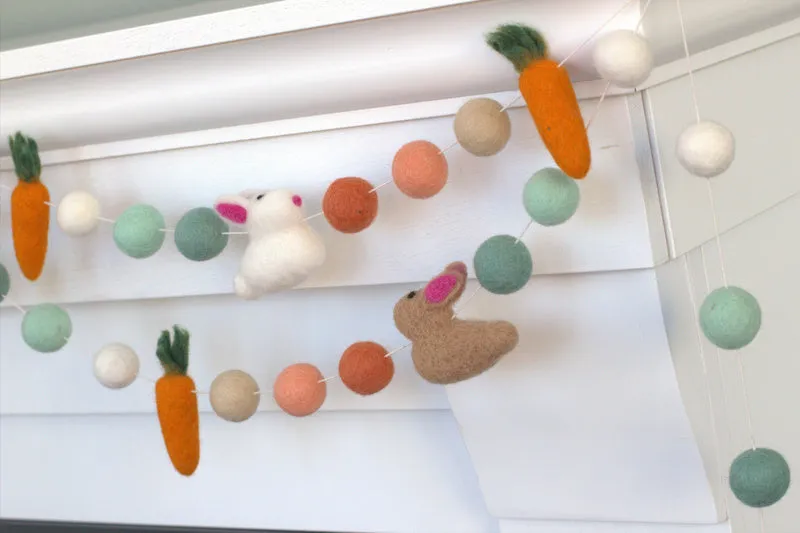 Bunny & Carrot Easter Garland- Teals & Peaches