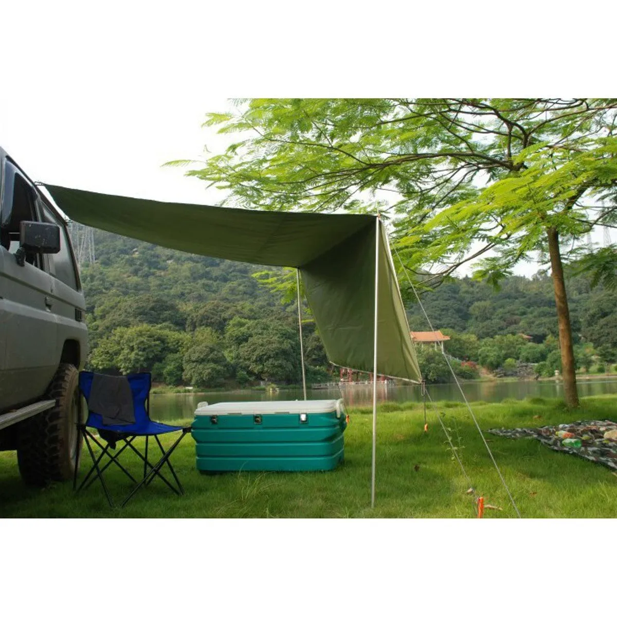 Car Side Awning Rooftop Tent Sun Shade SUV Camping Outdoor Travel Tent Sunshade 4.6x6.6 Inch