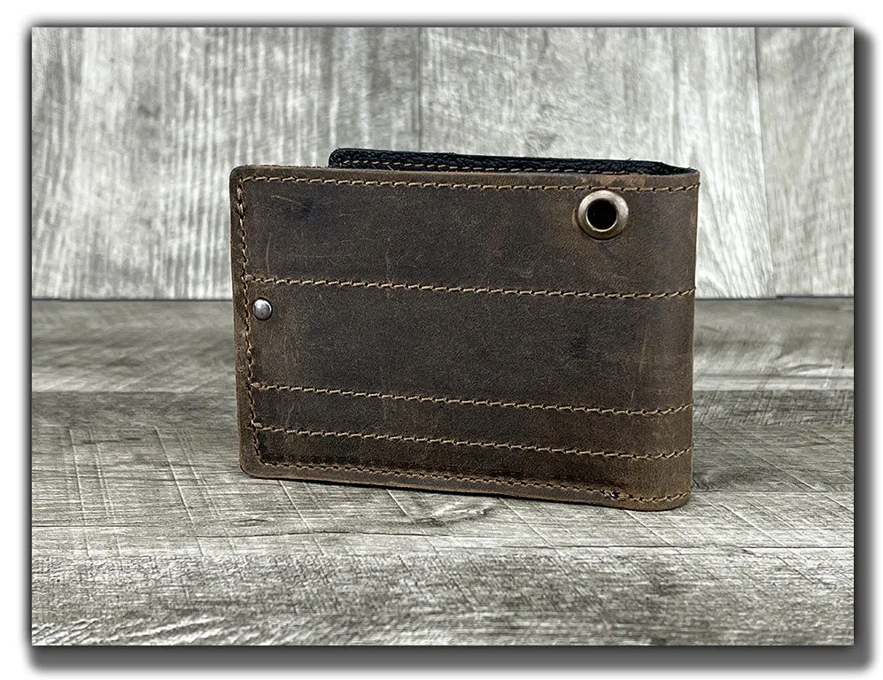 Chain Wallet with Guitar Pick Slots (With or Without Chain) - Whiskey Brown/Carbon Black