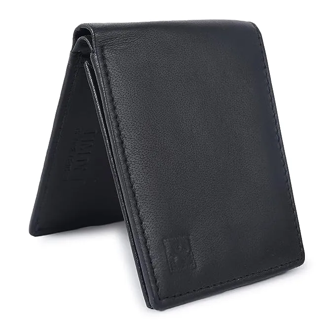 CIMONI Casual Genuine Leather Slim Travel Wallet for Men & Boys [Black]