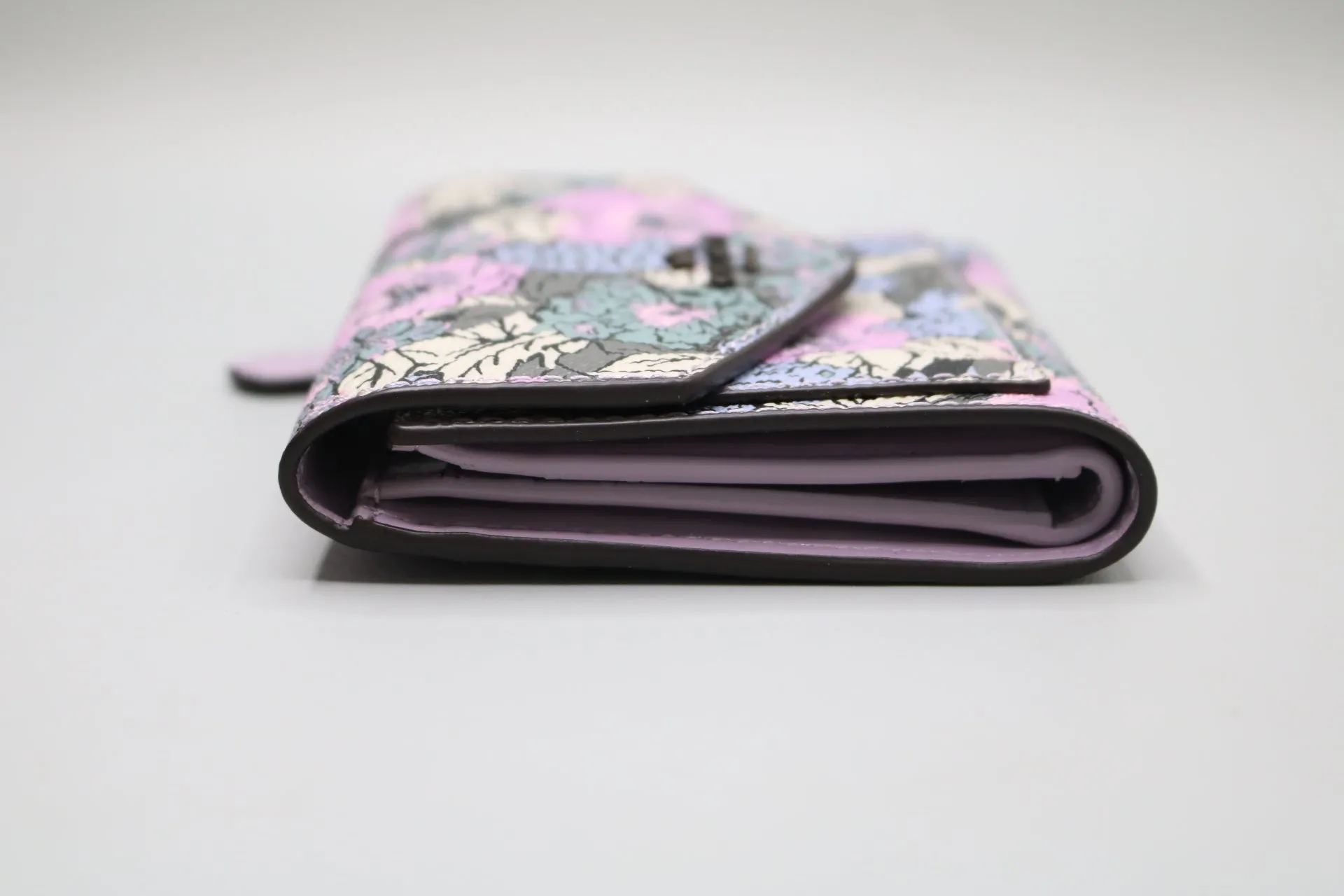 Coach Floral Lilac Heritage Wallet (L) 0.5" (W) 4.25" (H) 3.75"