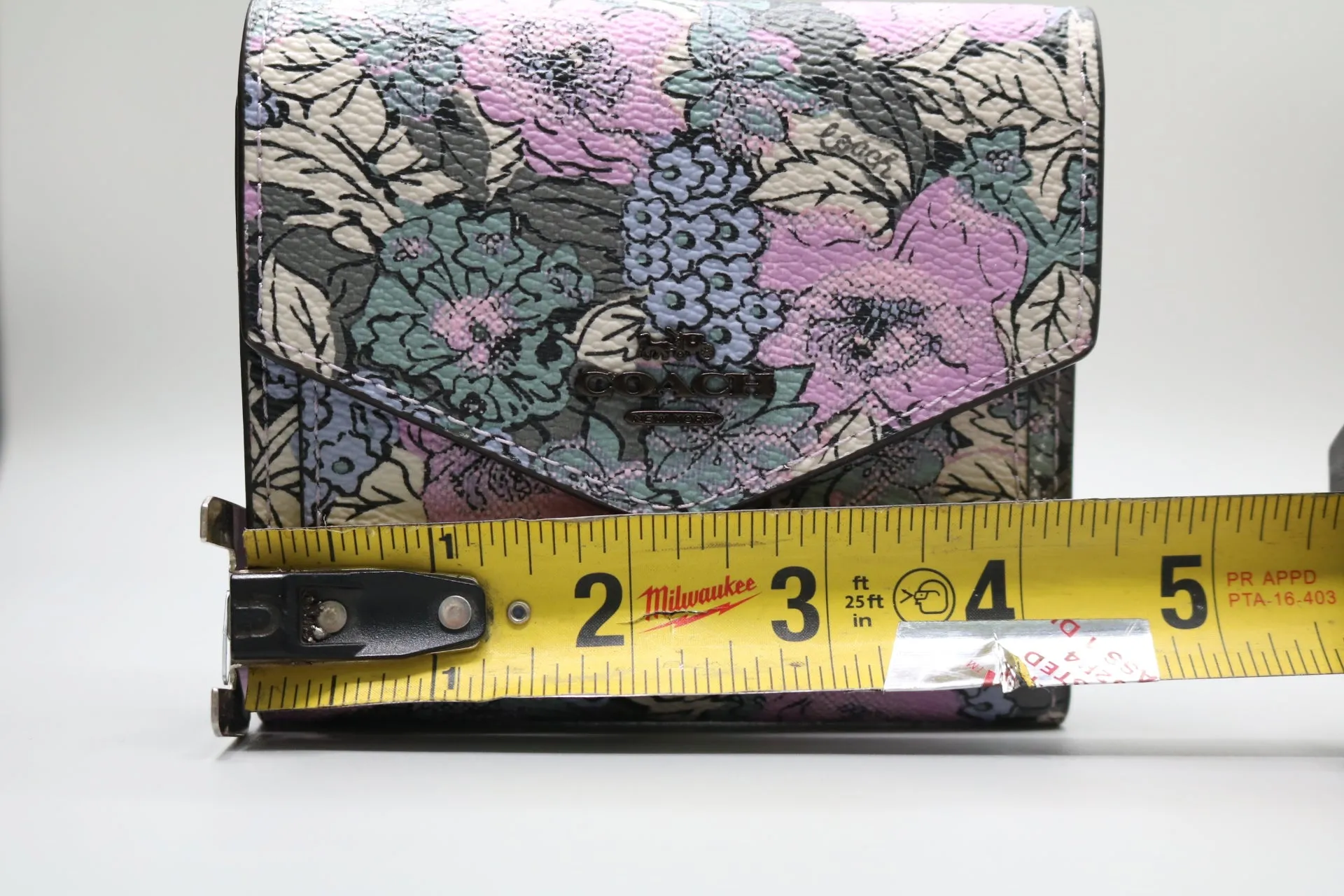 Coach Floral Lilac Heritage Wallet (L) 0.5" (W) 4.25" (H) 3.75"