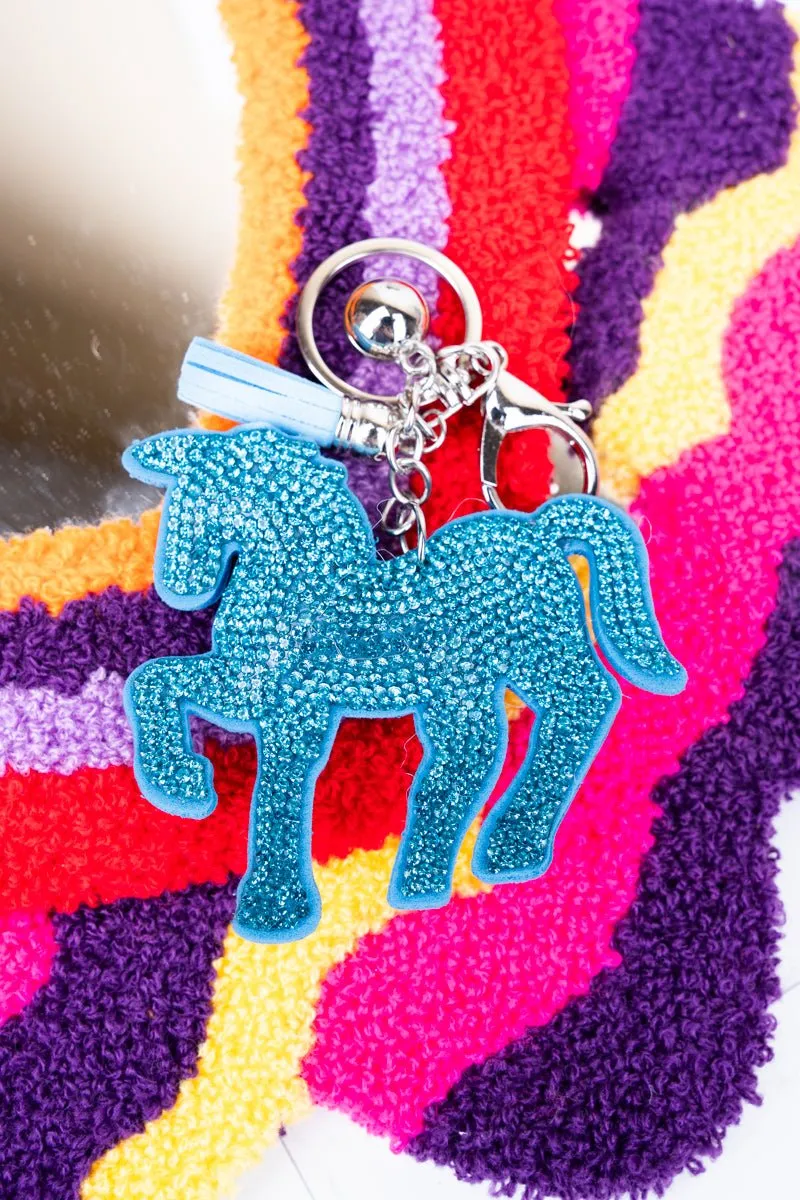 Crystal Avenue Sparkling Aqua Horse Keychain